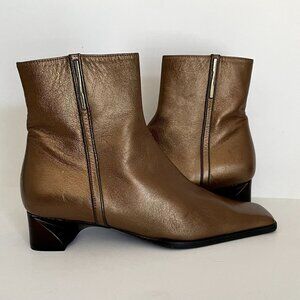 Nouchka Leather Metallic Copper Ankle Boots Dark Academia